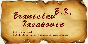 Branislav Kasapović vizit kartica